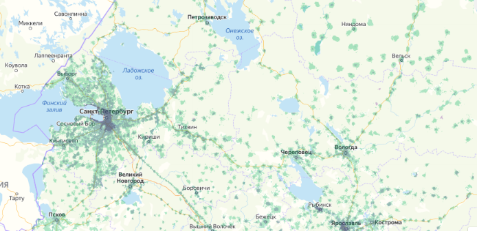 Зона покрытия МТС на карте Нижневартовск 